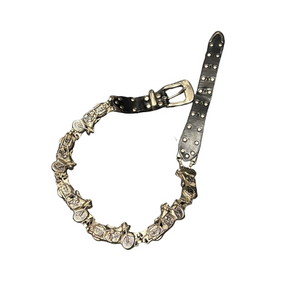 Studded Vintage Motorcycle Black Leather Belt